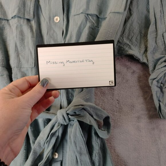 Womens Gauze Button Front Tie Waist Romper M Blue Roll Tab Sleeve Boho Casual - Picture 3 of 12